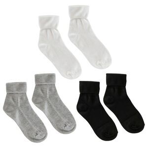 TipiToe Women's 3-Pack Cuff Socks Black/Grey/White